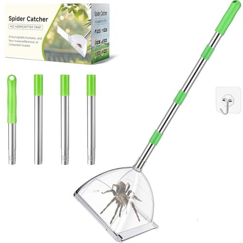 Atrapador de Arañas con Mango Largo, Atrapa Insectos Vivos, Atrapadores de Arañas para el Hogar, Trampa de Araña, Atrapador de Arañas Transparente de Mano, Bug Catcher