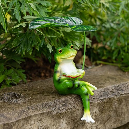 Yarteim Garten Deko Frosch Figuren, Frosch Figur Gartendeko Für Draußen Wetterfest, Teichdeko Frösche Statue aus Harz, Teichfiguren für Außen, Miniteich Brunnen Bauernhof Balkon Wohnzimmer Office