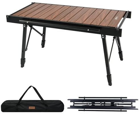 Himalaya Folding Camping Table IGT Portable Outdoor Camp Kitchen System, Adjustable Aluminum Foldable, Ultralight Lightweight with Carrying Zipper Bag for Patio BBQ Backyard Car Camping Picnic RV