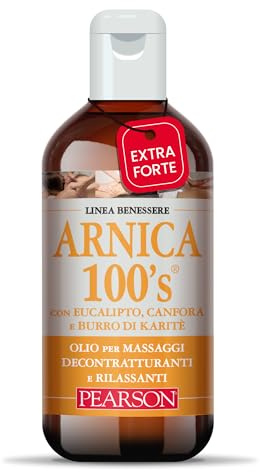 ARNICA 100'S - Olio per Massaggi Decontratturanti e Rilassanti, per Tensioni Muscolari e Articolari da Fatica e Stress, Rapido Assorbimento, Pre e Post Attività Sportiva [250 ml]