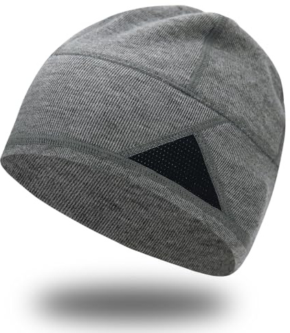 Shecret Leichte Beanie-Mütze, Atmungsaktiv & Wärmend, Dehnbar & Helmtauglich, Für Laufen, Radfahren & Outdoor-Sport, Unisex Skull Cap für Damen und Herren Hellgrau