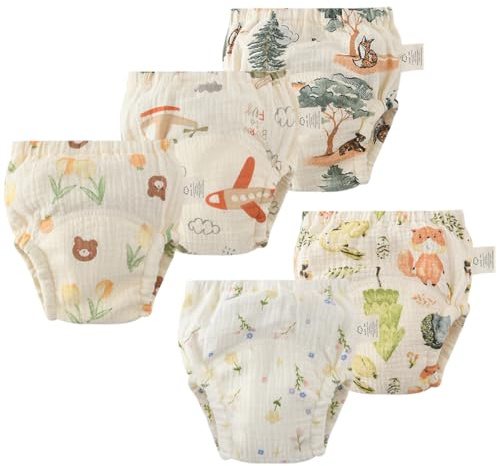 ACMEDE Culotte Apprentissage propreté Fille Garcon，Lot de 5 Coton rembourrées pour bébé propreté Enfant Doux Lavable, 6 Mois-3 Ans