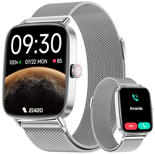 Smart Watch for Men Women(Answer/Make Calls), 1.85 HD Screen Fitness Watch with SpO2 Heart Rate Sleep Monitor, Smart Watches 100+ Sport IP68 Waterproof, Step Counter Ladies Smartwatch for iOS Android