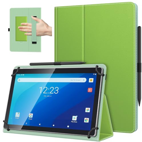 TiMOVO Universal Hülle für 10,1 Zoll Android Tablet, Grün | Mit Stiftschlaufe, Leicht & Faltbar, Standhülle, Mit Handschlaufe, Für 9,6-11 Zoll Touchscreen-Tabletten