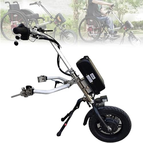 WhFKLca 500 W Rollstuhl-Zuggerät Elektrorollstuhl 17 Ah Lithiumbatterie Reichweite 65 km, UmrüStsatz FüR ElektrorollstüHle, 3-Gang-Einstellung, Elektrisches Handbike FüR Behinderte A