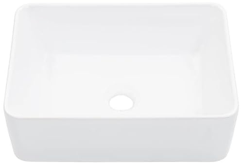 Lavabo de cerámica 40 x 30 x 13 cm blanco - Lavabo de alta calidad para baño y cocina, duradero y fácil de limpiar, ideal para baños pequeños