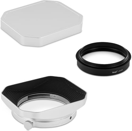 Haoge Paraluce quadrato in metallo per Fujifilm X-E5 & XF 23 mm f2.8, XF27 mm F2.8 R WR Lense per Leica M 35 mm f2 M 28 mm f2.8, per Voigtlander 35 mm f2 1.5 obiettivo scavato progettato con tappo