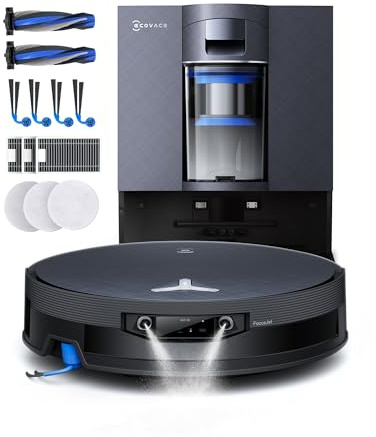 ECOVACS Saugroboter mit Wischfunktion X12 OMNICYCLONE Care Complete | 22.000 Pa, FocusJet zur Fleckenvorlösung, PowerBoost, OZMO ROLLER 3.0, ausfahrbare Mopprolle, PureCyclone Auto-Entleerung