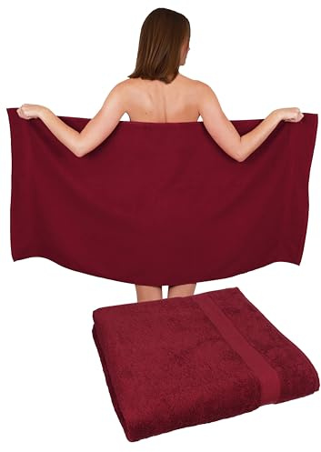 Betz Duschhandduk Premium – stor frottéduschhandduk 70 x 140 cm tillverkad av 100 % bomull – absorberande och mjuk – högkvalitativ, lättskött handduk för kvinnor och män färg mörkröd