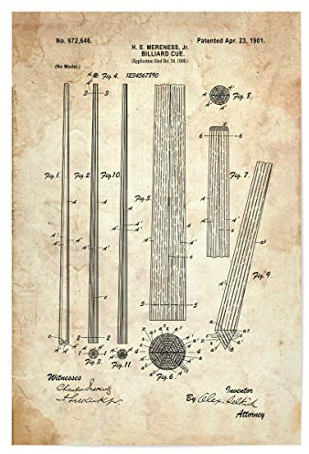 artboxONE Poster 30x20 cm Sport Billard Queue (Antik) - Bild poolbillard billardspiel Blaupause
