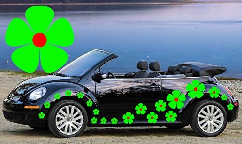 TEEZ- 32 Green & Red Pansy Car Decals,Car Graphic,Car Stickers,Flower Stickers
