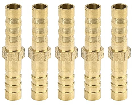 X AUTOHAUX 6mm Brass Barb Hose Fitting Straight Union Connector for Air Water Gas Oil 5pcs