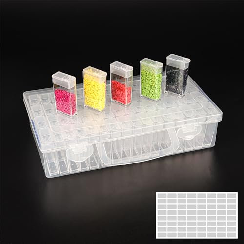 BELLE VOUS 64 Contenedores Set Caja para Abalorios de Plástico con Organizador Transparente - Envases para Cosmetica, Pintura de Puntos, Bordado, Joyas, Nail Art, Cuentas y Abalorios