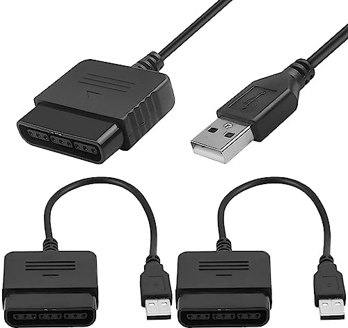 Xiatiaosann Cavo convertitore adattatore da controller per PS2 a USB, cavo convertitore adattatore da spina femmina per Playstation 2/3 a USB 2.0 maschio (2 pezzi)
