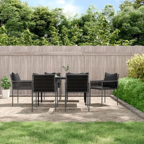 Camerina Gartenstühle mit Kissen 6 STK. Schwarz 54x61x83 cm Poly Rattan Rattansessel Sklum