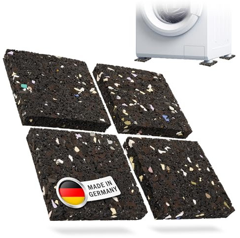 ECENCE 4 Piezas Almohadillas Amortiguadoras Antivibración para Lavadora y Secadora - Antideslizantes de Goma, Soporte Estable, 10x10x1.5cm - Fabricado en Alemani