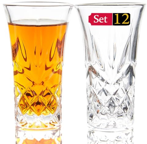 Srgeilzati Shot Glasses Set of Crystal Shot Glasses 6cl Tequila Glasses Vintage Design (12)