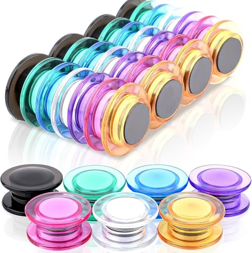 Whiteboard Magnete - 42 Stück, 7 Farben, Mini Rund Dekorative Stark Magnete für Kühlschrank, Pinnwand, Magnetwand