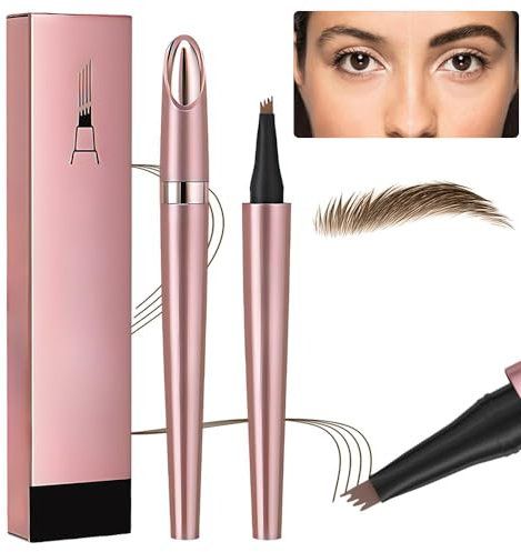 Crayon de contour Microblading, magique, 3D, imperméable, précis, avec 4 pointes, aspect naturel, durable (marron clair)