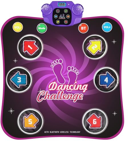 Tapis de Danse pour Enfants - Tapis de Danse Lumineux pour Filles, Compatible Bluetooth, Musique intégrée, Jouet de Danse avec 6 Modes de Jeu et 3 Niveaux de difficulté
