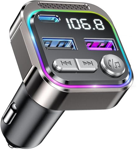 GizmoVine Transmetteur FM Bluetooth Voiture, Émetteur Radio avec Prise Allume Cigare, USB C QC PD 36W Adaptateur, Autoradio Bluthooh pour Téléphone Kit Mains Libres, Car MP3 Musique Player