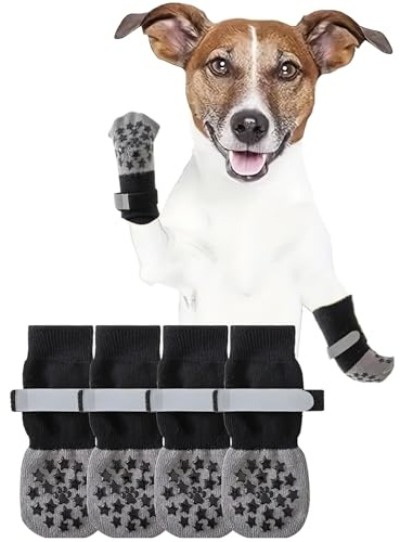 Thoquene 2 Paar Doppelseitige Hundesocken Leckschutz Anti Rutsch, Antirutschsocken Hund, Hundeschuhe Pfotenschutz