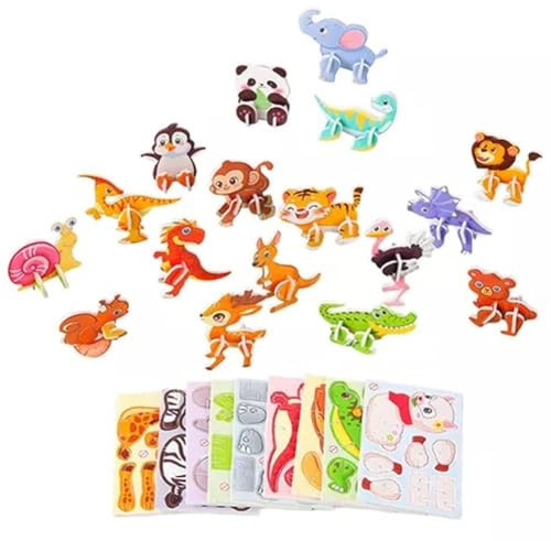 Muteitt 3D-Puzzles Für Kinder, 30 Teile, 3D-Cartoon-Tiere, Lernspielzeug Für Jungen Und Mädchen, Geburtstagsfeier, Geschenk, Kunsthandwerk