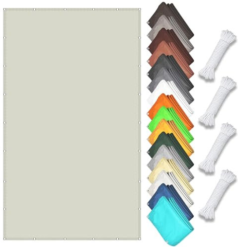 Tenda a Vela Parasole Rettangolare 130 x 150 cm Protezione UV 98% Vela Ombreggiante per Giardino Protezione Solare Antivento con Corda Libera per Serra Giardino e Balcone, bianco