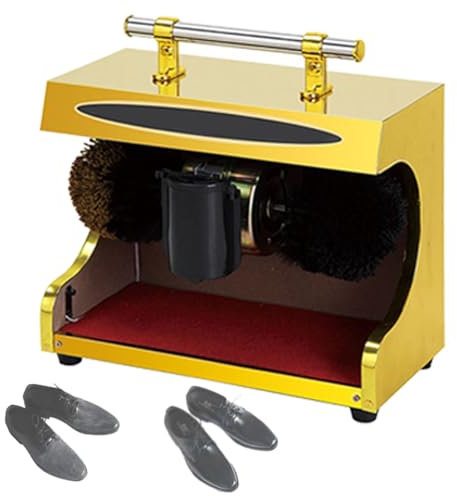 Cireuse à chaussures, Cireuse à chaussures automatique pour la maison, Machine électrique à brosse en titane pour hall d'hôtel avec double brosse combinée, Faible bruit, Facile à nettoyer,Yellow
