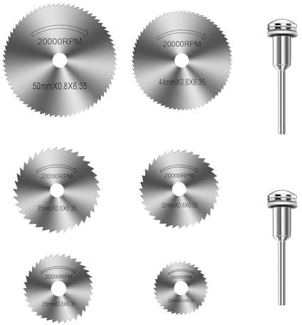6 lame per sega circolare, dischi da taglio per legno per smerigliatrice angolare, set di ruote da taglio per utensili rotanti, per taglio di legno, plastica, metallo (con 2 pezzi)