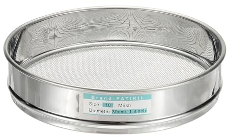 PATIKIL 10 Mesh(2mm) Lab Sieve, 11.8(30cm) Diameter Sifting Screen 304 Stainless Steel Wire Cloth Fine Mesh Sieve for Industrial Laboratory Home Soil Sifter Dry Sift Screens Hash