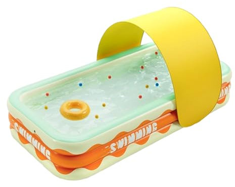 Piscine familiale pour Enfants et Adultes 300*175*56cm,Piscine gonflable à 3 anneaux avec parasol,Piscine Pataugeoire Portable avec des Couleurs Vives,pour Jardin,Extérieur,Balcon fête d'été