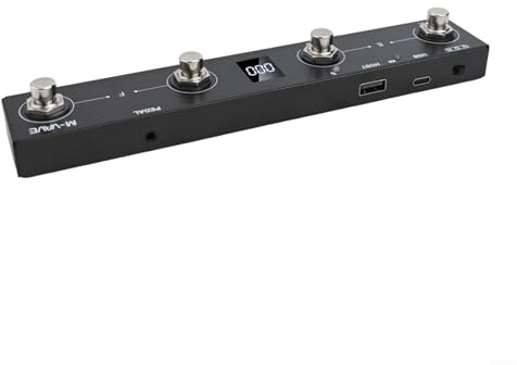 Kabellos für MIDI-Controller für USB-Gerät, 4-Tasten-Fußschalter mit wiederaufladbarem Akku, kompatibel mit M-VAVE Chocolate Plus, Metallbau, 12 Stunden Laufzeit (schwarz)
