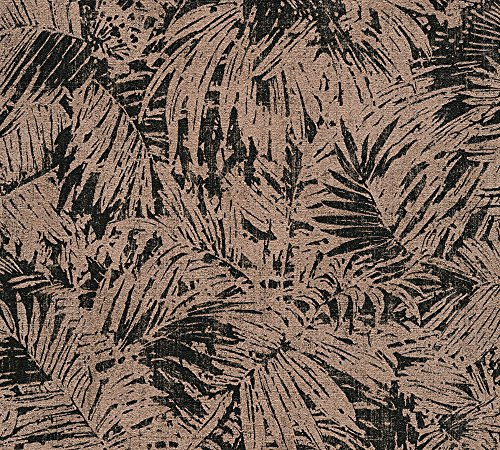 A.S. Création Vliestapete Borneo Tapete mit Palmenprint in Dschungel Optik 10,05 m x 0,53 m metallic schwarz Made in Germany 322631 32263-1