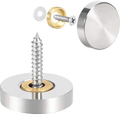 uxcell Mirror Screws Decorative Caps Cover Nails Brushed Stainless Steel 22mm 4pcs