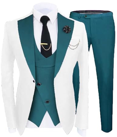 Setwell Teal Wedding 3 Piece Suit for Men 2026 Slim Fit Wedding Suit Groom Tuxedo