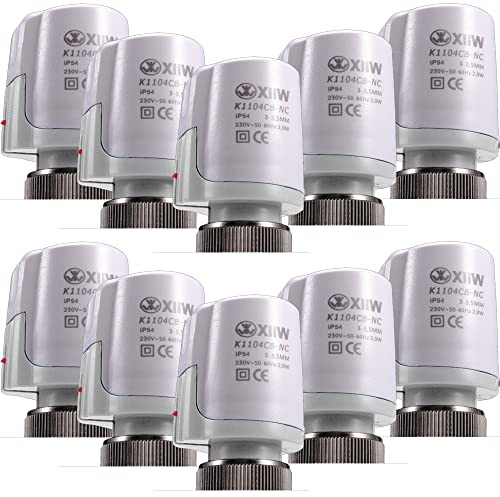 Attuatore NC, senza corrente, chiuso, 250 V, 5 A, per riscaldamento a pavimento, M30 x 1,5, per distributore di circuiti di riscaldamento, 10 pezzi