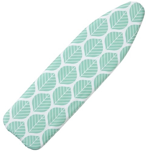 Seiritex Ironing Board Cover and Pad, Standard Size 15 x 54, Thick Padding with Elasticized Edges, Heat Reflective with Hook and Loop Fasteners, 3 Layers Iron Board Cover (Green Leaf)