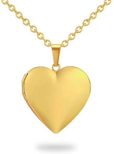 PHOCKSIN Collar con relicario de corazón para niñas, relicarios de plata para mujeres como regalos de cumpleaños con texto grabado, relicario con foto que sostiene imágenes, 1.1 inches x 1.1 inches