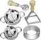 6 x Moldes para Raviolis con Cortadores de Raviolis de Acero Inoxidable, Molde de Bola de Masa, Moldes Redondos para Galletas para Corta Pasta Fresca Utensilios Pierogi Pie Empanadillas o Galletas