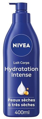 NIVEA Lait corps Hydratation Intense 72H (1 x 400 ml) — Lait Nourrissant à l'Acide Hyaluronique pur & Huile d'Amande Douce — Crème hydratante corps pour peaux sèches à très sèches