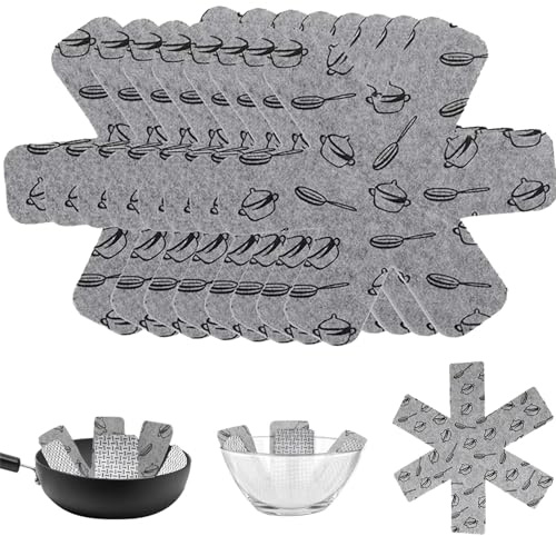 WNXBFO 15 Pcs Star Grey Pan Protectors, Non-Slip Dividers, Pads for Protecting & Separating Cookware, Stackable, Multi-Size Compatibility