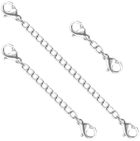 YHTCC 3 PCS Necklace Extender, Stainless Steel Silver Necklace Extender, Fine Chain Extender for Jewelry Making, for Necklaces, Suspenders, Bracelets, Anklets and Other Jewelry Making