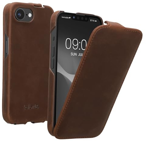 kalibri Flip Hülle Ultra Slim kompatibel mit Apple iPhone 16e - Leder Case Schutzhülle Tasche in Braun