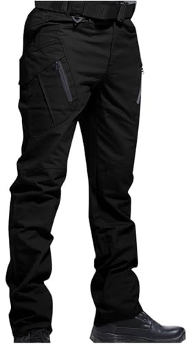 Dmmtot Arbeitshose für Herren, taktische lange Hose, gerades Bein, Outdoor, Wandern, lange Hose, dehnbar, winddicht, Klettern, Camping, Größe M-5XL, Schwarz , 3XL
