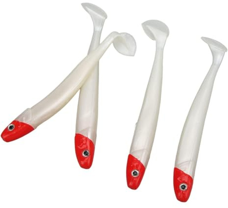 4 PCS Fishing Lure, Silicone Soft Baits Kit T Tail Fish Curled Tail Maggot Artificial Worm Swimbait Lightweight Sea Fishing Tackle Accessories for Freshwater and Saltwater