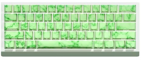 JSJTKeys Green Keycaps PBT Cherry Profile Side-Printed Translucent Keycap 74 Keys Suitable for Cherry MX Switches 60/61/65/67/68 Mechanical Keyboard (Only Key Caps)
