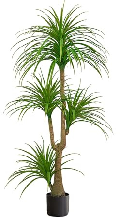 SARKEY Artificial Dracaena Tree Decor, Faux Tropical Floor Plants Indoor, Artificial Silk Tree, Faux Yucca Tall Fake Floor Plant In Pot, For Home Office Living Room Decor Indoor(160cm)