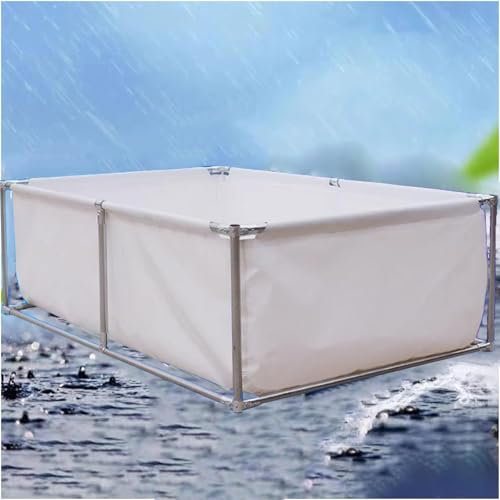 DECAKE Fischteich 1 m, rechteckiges Piscina, temporärer Fischteich, oberirdischer Teich, Fischtank mit Ständer, Schwimmbecken mit schwarzen Fischen, Koiteich-Pool, PVC-Teiche mit Ablassve