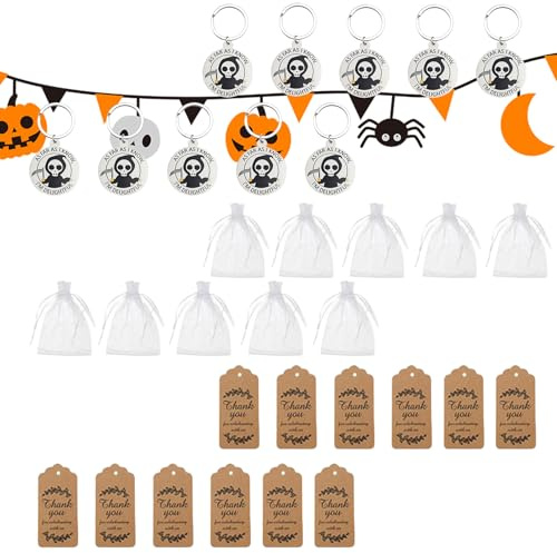Nuyhgtr Portachiavi fantasma, set di 12 teschi portachiavi Halloween – per zaino feste scolastiche compleanno Natale